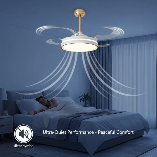oltao Orin Retractable Ceiling Fan with BLDC Motor, 3 Colour LED Light, Summer/Winter Mode and Remote, 48 inch Sweep Oltao Designer Fans