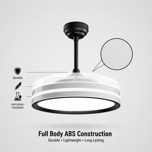 oltao Orin Retractable Ceiling Fan with BLDC Motor, 3 Colour LED Light, Summer/Winter Mode and Remote, 48 inch Sweep Oltao Designer Fans