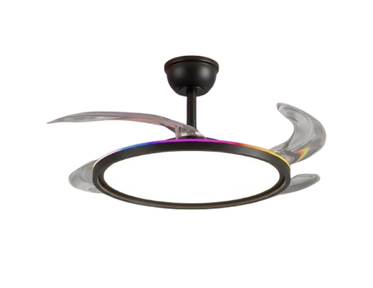 oltao Zyro UltraSlim Retractable Ceiling Fan with RGB Ceiling Glow & 3-Color LED Panel Light, Summer/Winter Mode, Remote Control, 42 Inch Sweep (2026 Model) Oltao Designer Fans