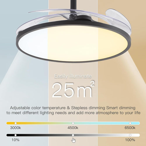 Zyro 42 inches Modern Designer Fan With Retractable Blades with Slim LED Oltao Designer Fans