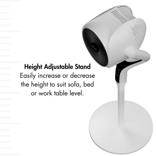 Space Modern Pedestal Fan with 3D Tilt, Feather Touch Controls & LED Backlight Oltao Designer Fans