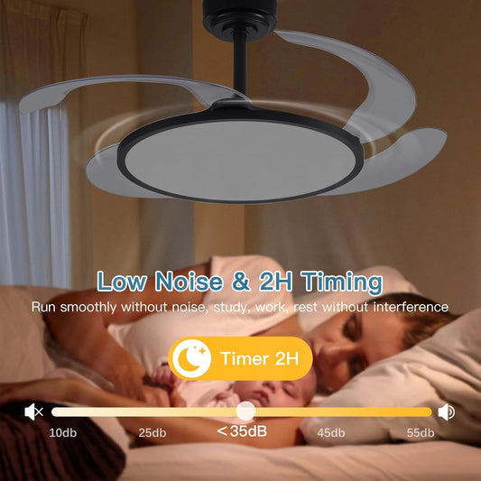 oltao Zyro UltraSlim Retractable Ceiling Fan with BLDC Motor, 3 Colour LED Light, Summer/Winter Mode and Remote, 42/48 inch Sweep (2026 Model) Oltao Designer Fans