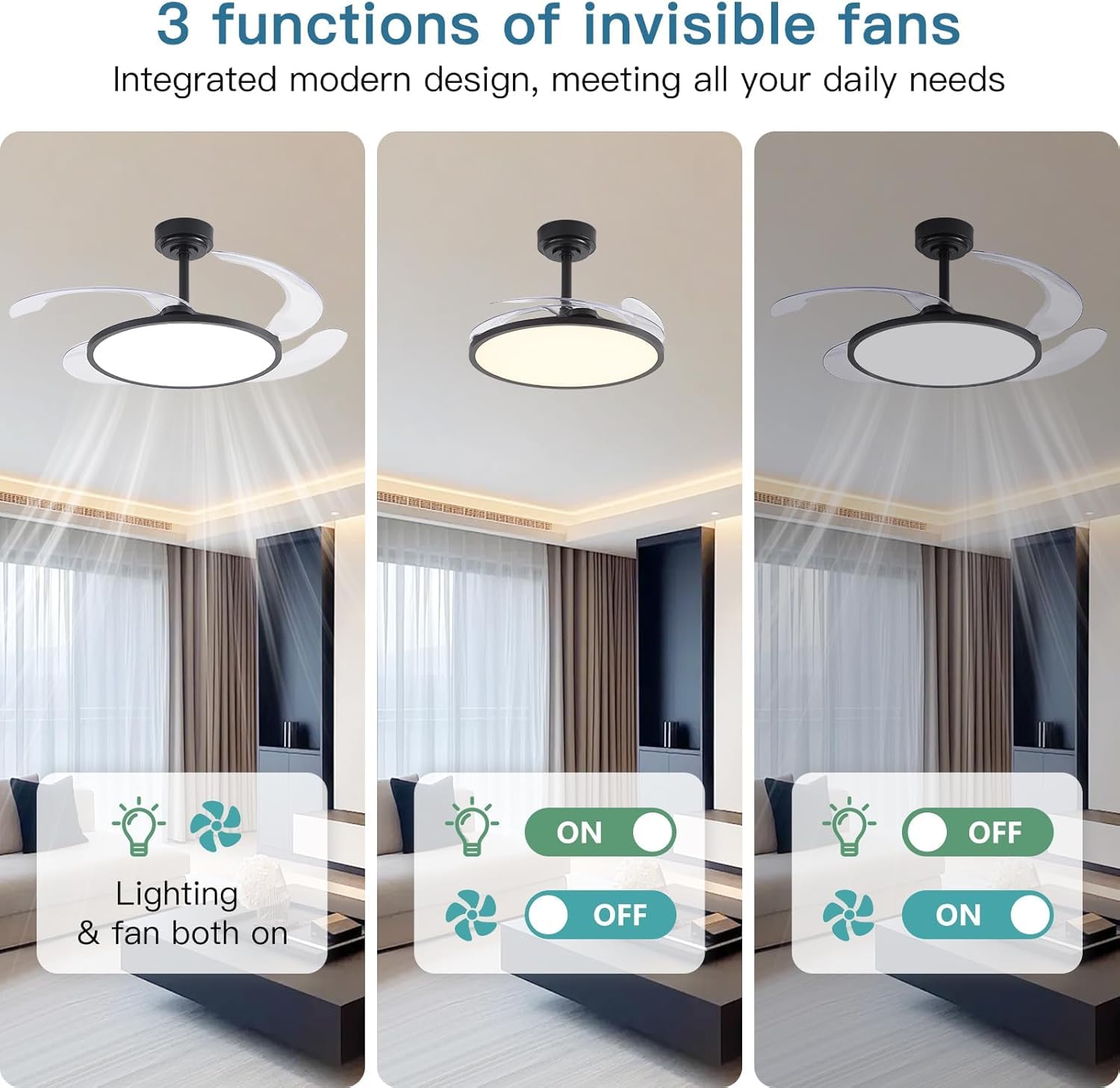oltao Zyro UltraSlim Retractable Ceiling Fan with BLDC Motor, 3 Colour LED Light, Summer/Winter Mode and Remote, 42/48 inch Sweep (2026 Model) Oltao Designer Fans