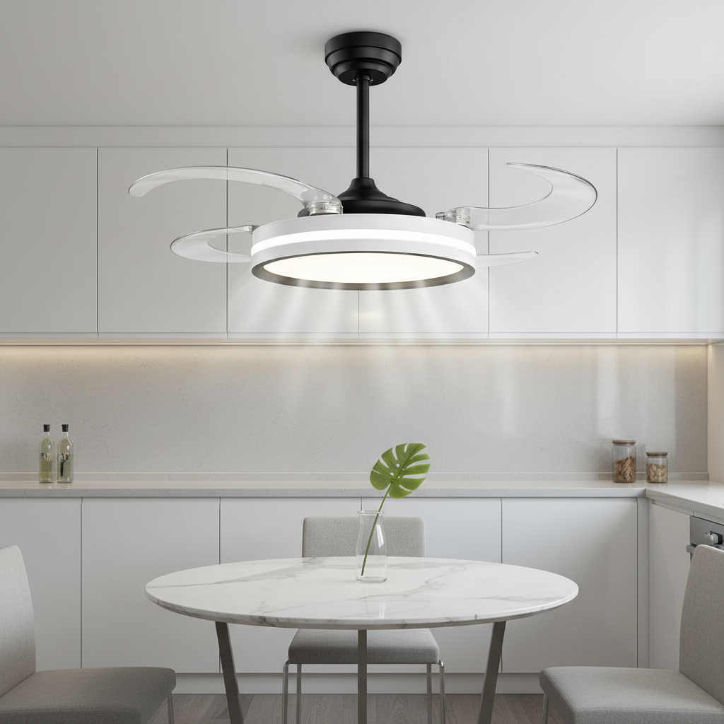 oltao Orin Retractable Ceiling Fan with BLDC Motor, 3 Colour LED Light, Summer/Winter Mode and Remote, 48 inch Sweep Oltao Designer Fans