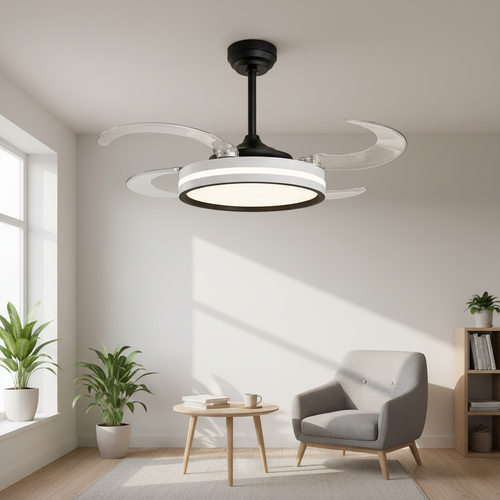 oltao Orin Retractable Ceiling Fan with BLDC Motor, 3 Colour LED Light, Summer/Winter Mode and Remote, 48 inch Sweep Oltao Designer Fans