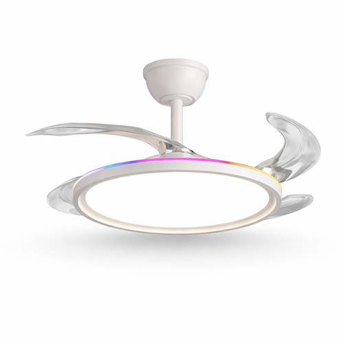 oltao Zyro UltraSlim Retractable Ceiling Fan with RGB Ceiling Glow & 3-Color LED Panel Light, Summer/Winter Mode, Remote Control, 42/48 Inch Sweep (2026 Model) Oltao Designer Fans