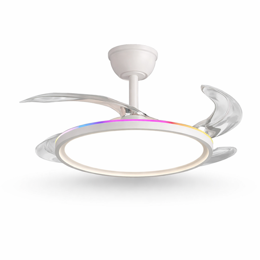 oltao Zyro UltraSlim Retractable Ceiling Fan with RGB Ceiling Glow & 3-Color LED Panel Light, Summer/Winter Mode, Remote Control, 42/48 Inch Sweep (2026 Model) Oltao Designer Fans