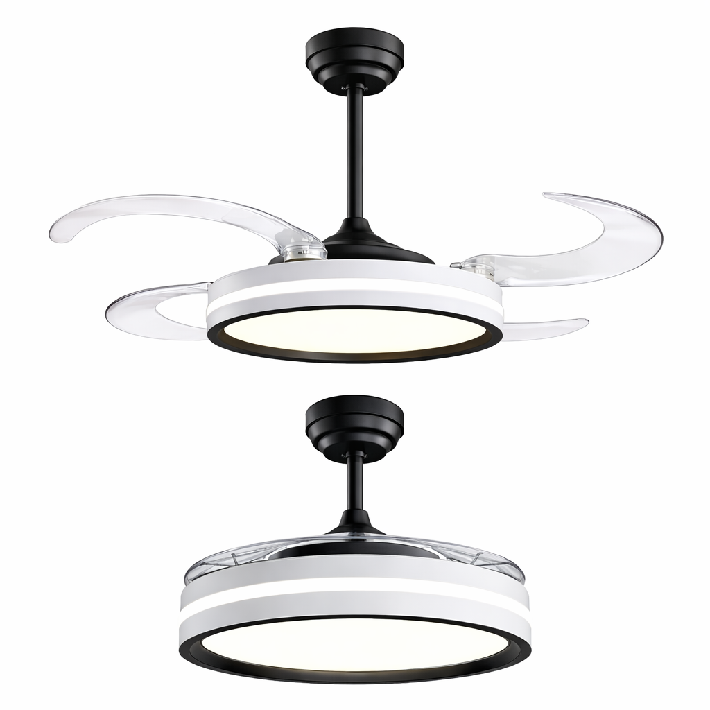 oltao Orin Retractable Ceiling Fan with BLDC Motor, 3 Colour LED Light, Summer/Winter Mode and Remote, 48 inch Sweep Oltao Designer Fans