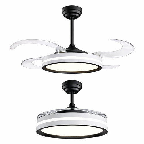 oltao Orin Retractable Ceiling Fan with BLDC Motor, 3 Colour LED Light, Summer/Winter Mode and Remote, 48 inch Sweep Oltao Designer Fans