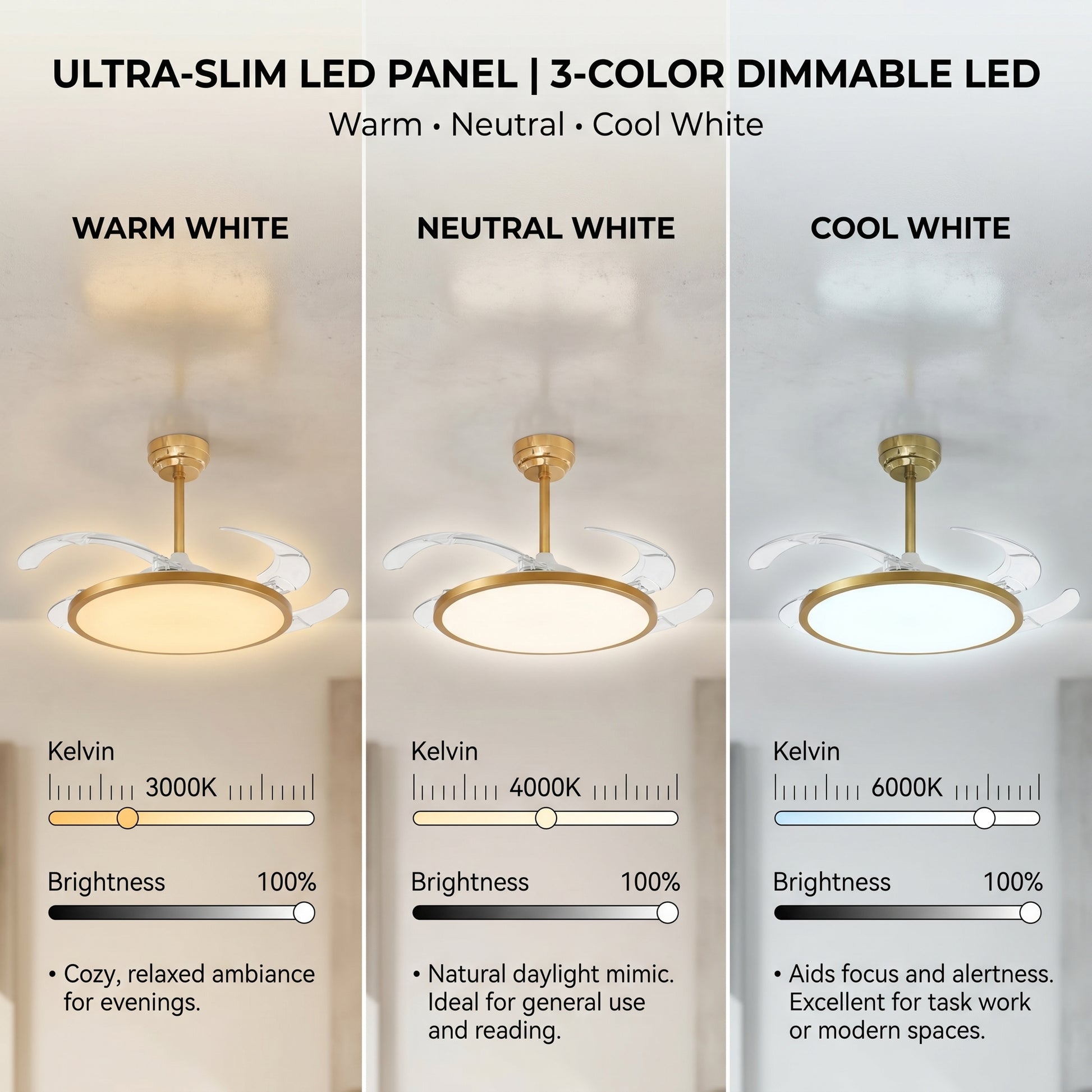 oltao Zyro UltraSlim Retractable Ceiling Fan with BLDC Motor, 3 Colour LED Light, Summer/Winter Mode and Remote, 42/48 inch Sweep (2026 Model) Oltao Designer Fans