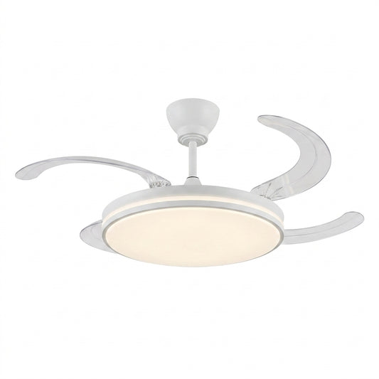 Oltao Zora 52 Inch Chandelier Ceiling Fan with BLDC Motor, Retractable Transparent Blades, Dimmable LED Light, Remote Control, Luxury Design, 2026 Model