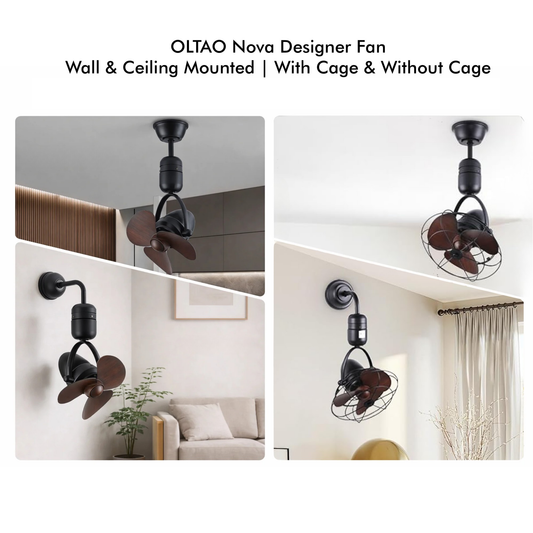 Nova 16 inches Caged Designer Ceiling & Wall Fan With Memory Feature Oltao Designer Fans