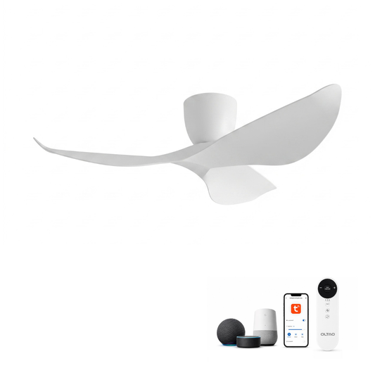 oltao TheoDora 52" Flush Mount Ceiling Fan with Remote, Alexa & Google Home, Mobile App Control, No Light, 6-Speed Quiet Reversible DC Motor Modern Low-Profile, Heat Resistant ABS Blades, 6-Speed