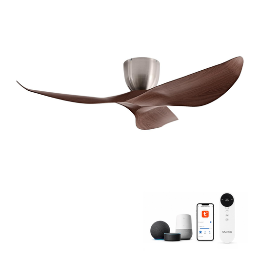 oltao TheoDora 52" Flush Mount Ceiling Fan with Remote, Alexa & Google Home, Mobile App Control, No Light, 6-Speed Quiet Reversible DC Motor Modern Low-Profile, Heat Resistant ABS Blades, 6-Speed