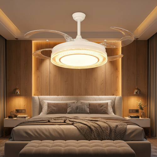 oltao Eira Retractable Ceiling Fan with BLDC Motor, 3 Colour LED Light, Summer/Winter Mode and Remote, 48 inch Sweep Oltao Designer Fans