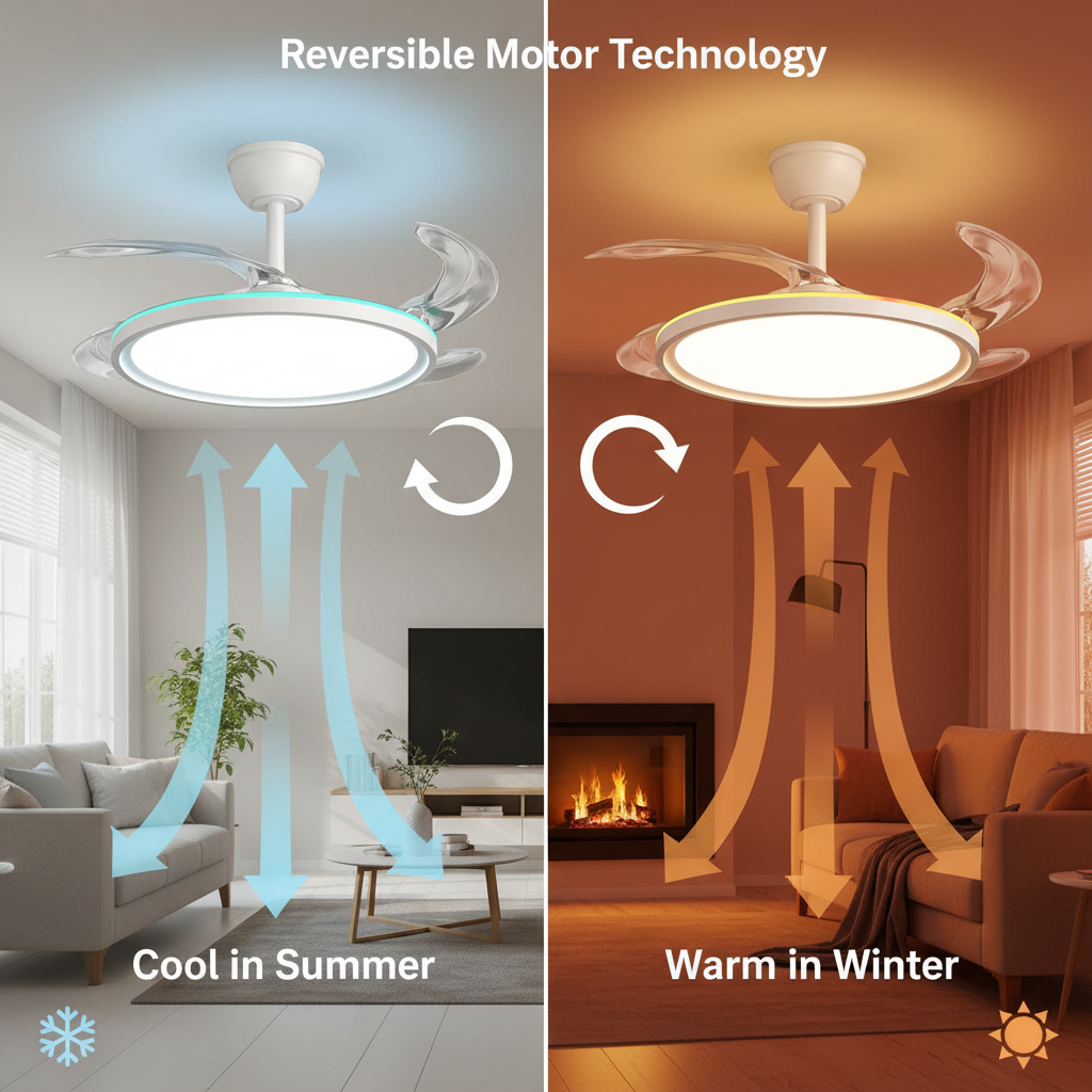 oltao Zyro UltraSlim Retractable Ceiling Fan with RGB Ceiling Glow & 3-Color LED Panel Light, Summer/Winter Mode, Remote Control, 42/48 Inch Sweep (2026 Model) Oltao Designer Fans