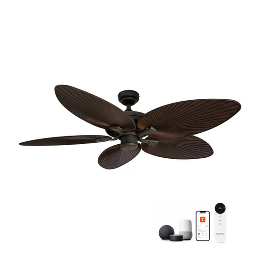 Harper 52-Inch Tropical Ceiling Fan Smart with Alexa and Google Home Support – Dual Side Textured Blades, Stylish Home Décor Fan